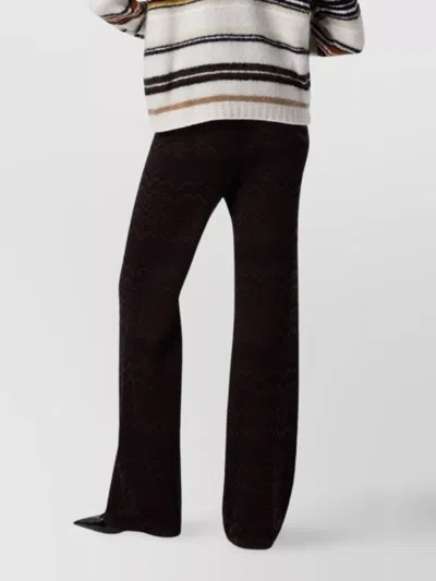 Missoni Chevron Pattern Flared Trousers With Elastic Waistband In Brown