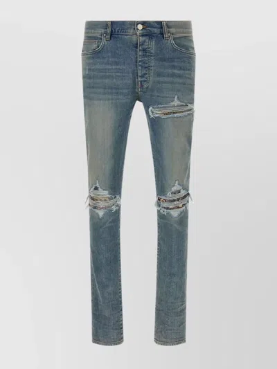 Amiri Distressed Five-pocket Denim Trousers In Blue