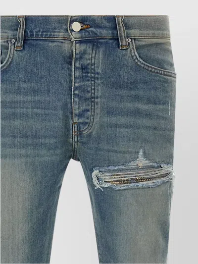 Amiri Distressed Five-pocket Denim Trousers In Blue