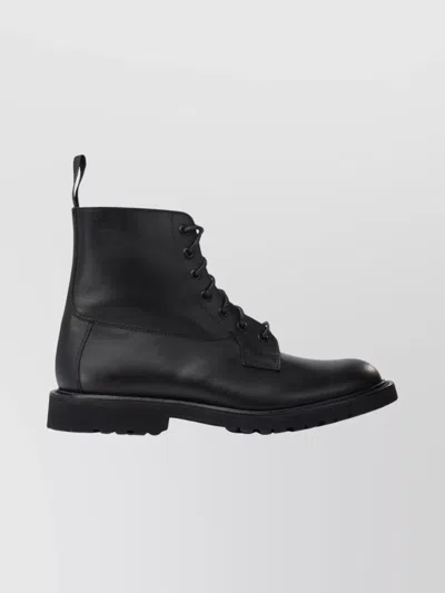 Tricker's Chunky Sole Ankle Boots With Pull Tab In Black