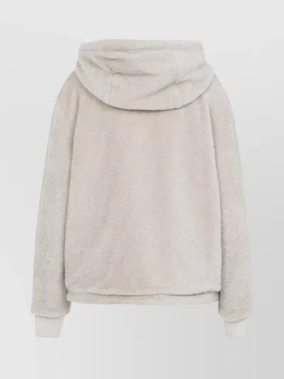 Moncler Teddy And Nylon Reversible Padded Hoodie Clothing In White