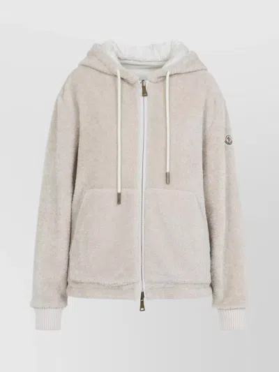 Moncler Teddy And Nylon Reversible Padded Hoodie Clothing In White