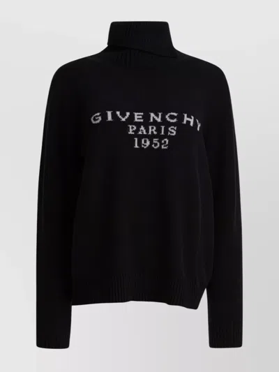 Givenchy Turtleneck Logo Wool-cashmere Sweater In Black