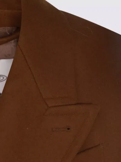 Vivienne Westwood Long Coat With Flap Pockets And Back Vent In Brown