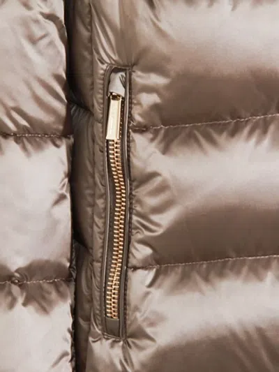 Moorer Long Quilted Down Jacket With High Collar In Metallic