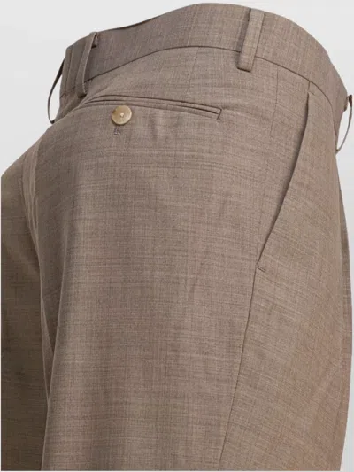 Auralee Tailored Wool Trousers With Pockets And Pleats In Brown