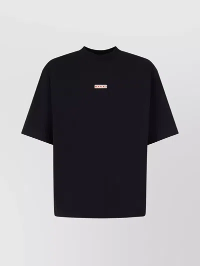 Marni Cotton T Shirt With Logo Print In Black