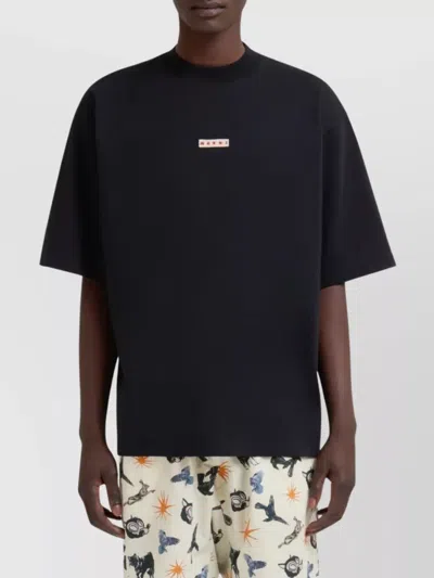 Marni Cotton T Shirt With Logo Print In Black