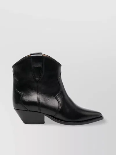Isabel Marant Dewina Black Slip-on Ankle Boots With Low Block Heel In Leather Woman