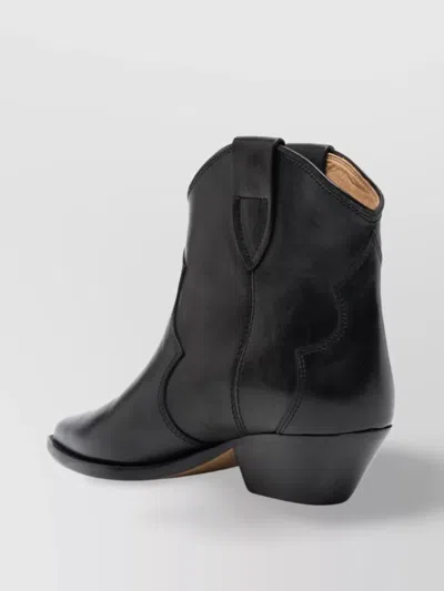 Isabel Marant Dewina Black Slip-on Ankle Boots With Low Block Heel In Leather Woman