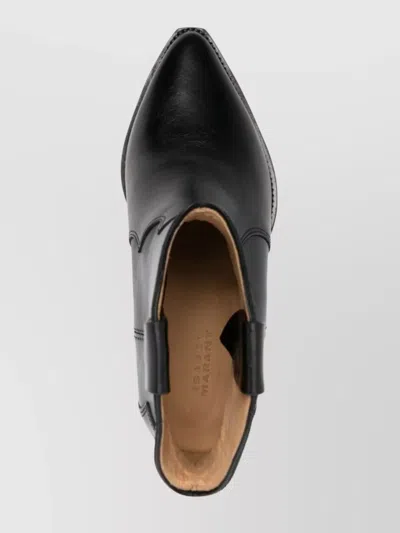 Isabel Marant Dewina Black Slip-on Ankle Boots With Low Block Heel In Leather Woman