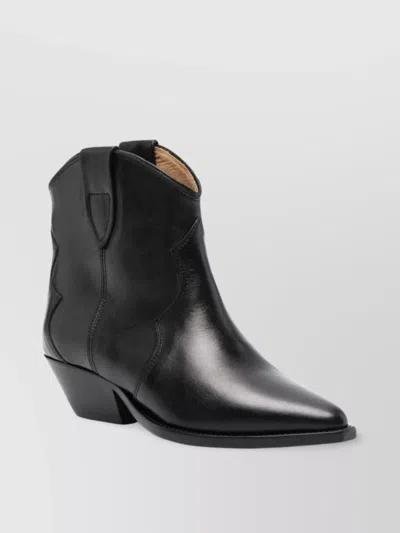 Isabel Marant Dewina Black Slip-on Ankle Boots With Low Block Heel In Leather Woman