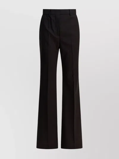 Sportmax Brown Flared Trousers In Stretch Wool In Black