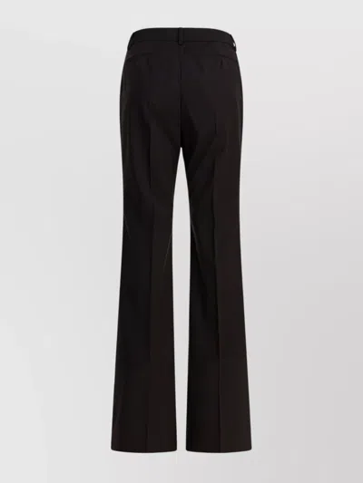 Sportmax Brown Flared Trousers In Stretch Wool In Black