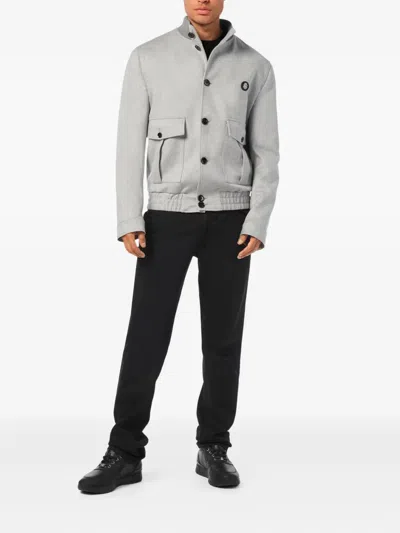 Billionaire Patch-pocket Buttoned Bomber Jacket In Gray