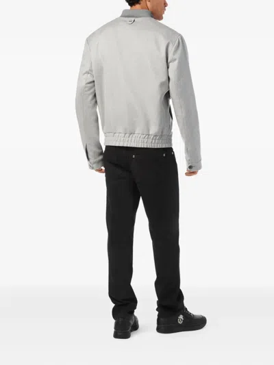 Billionaire Patch-pocket Buttoned Bomber Jacket In Gray