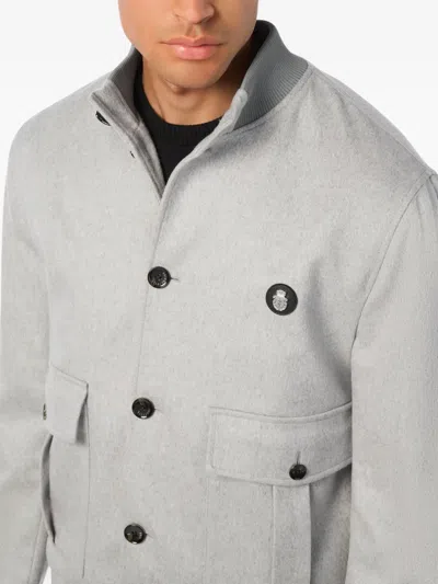 Billionaire Patch-pocket Buttoned Bomber Jacket In Gray