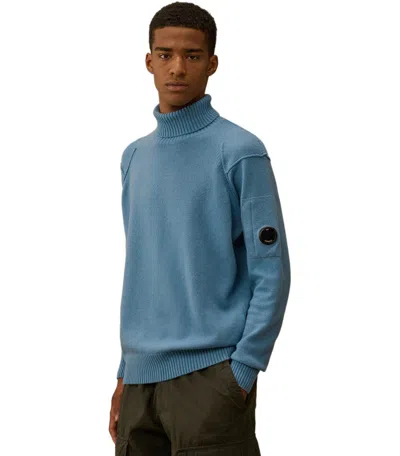 C.p. Company Grs Aegean Blue Turtleneck Sweater In Blue