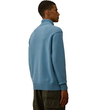 C.p. Company Grs Aegean Blue Turtleneck Sweater In Blue