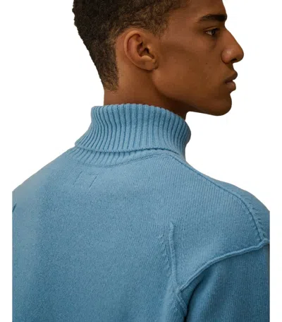 C.p. Company Grs Aegean Blue Turtleneck Sweater In Blue