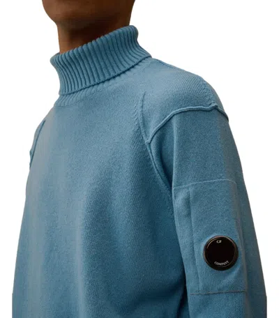 C.p. Company Grs Aegean Blue Turtleneck Sweater In Blue