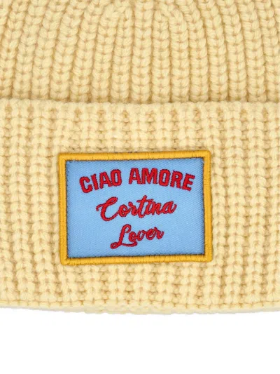 Giada Benincasa Ribbed Patch Beanie In Yellow