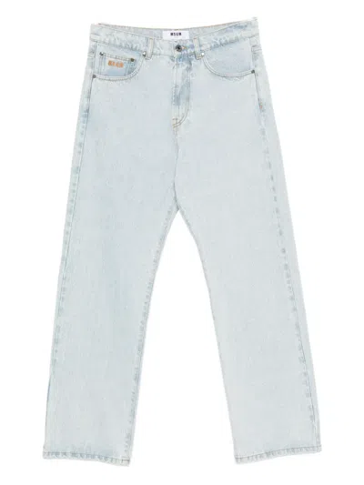 Msgm Light Wash Straight-leg Denim Pants With Classic Five-pocket Styling In Blue