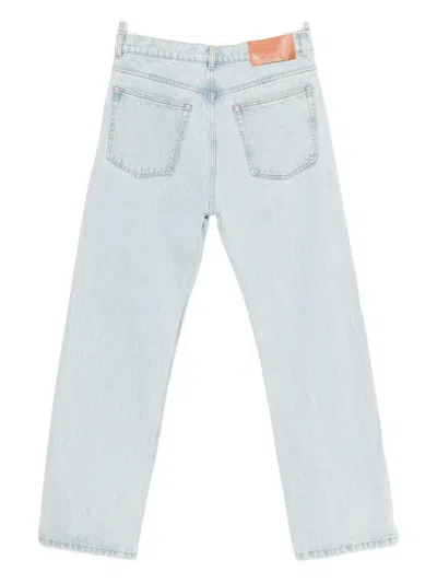 Msgm Light Wash Straight-leg Denim Pants With Classic Five-pocket Styling In Blue