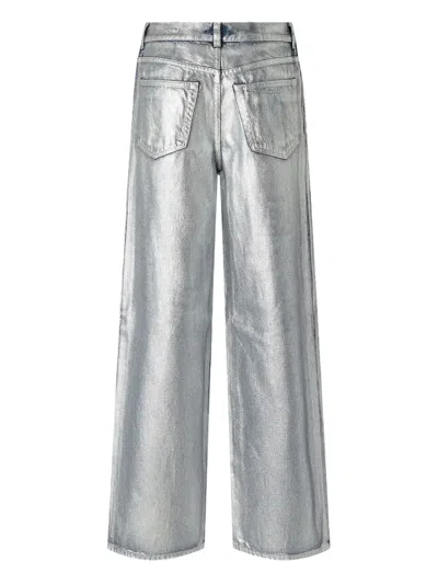 Pinko Lauryn Loose Coated Jeans In Laminated Silver In Gray