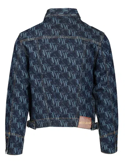 Vivienne Westwood Giubbino Stormrider In Denim Stampato  Uomo In Blue