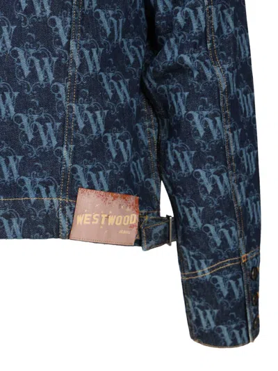 Vivienne Westwood Giubbino Stormrider In Denim Stampato  Uomo In Blue