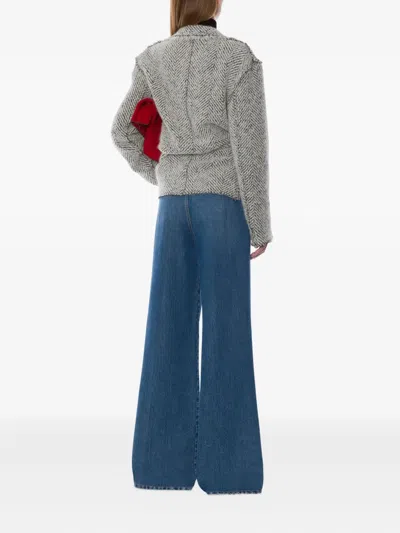 Alberta Ferretti Herringbone-pattern Jacket In Gray