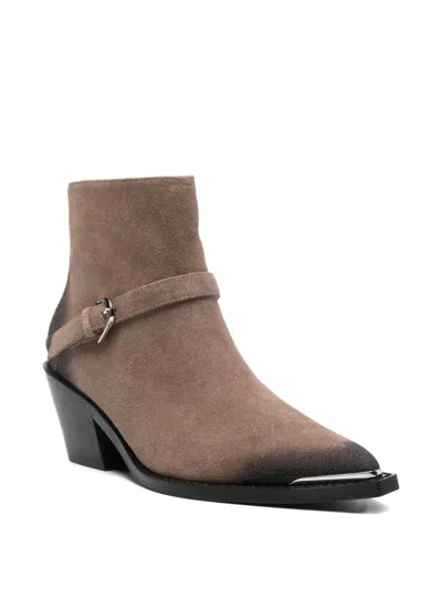 Coccinelle Buckle-fastening Pointed-toe Boots In Brown