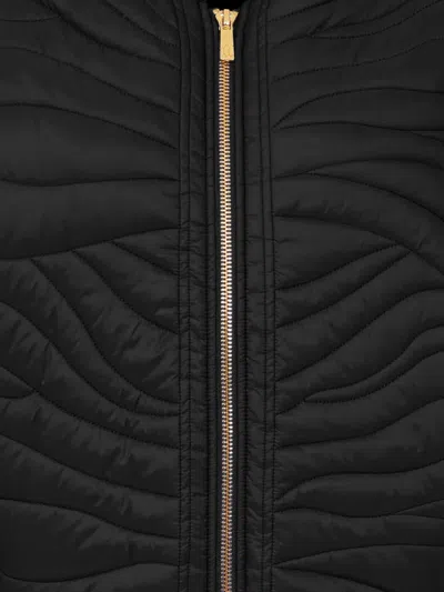 Just Cavalli Wave-pattern Quilted Jacket In Black