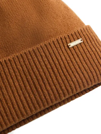 Woolrich Ribbed Cashmere Beanie In Brown