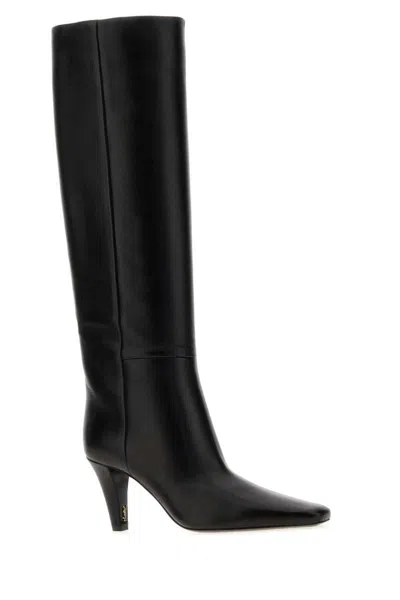 Saint Laurent Jill Calfskin Knee Boots In Black