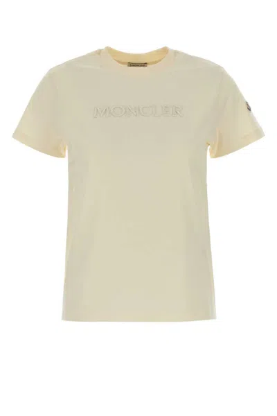 Moncler Cotton T Shirt With Tone On Tone Embroidered Logo In Multi