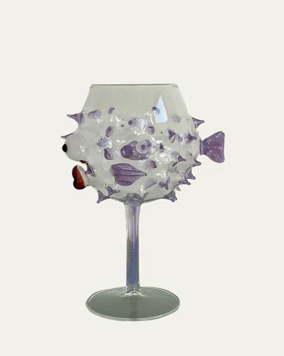 Massimo Lunardon Pufferfish Pink Slime Calice Wine Goblet, 17 Oz. In Multi