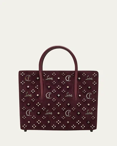 Christian Louboutin Paloma Medium Top-handle Bag In Suede With Loubinthesky Spikes