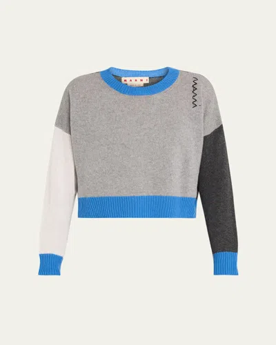 Marni Knitwear Crop Crew Neck Long Sleeves In Gray