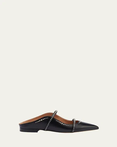 Malone Souliers Maureen Studded Leather Double-strap Flat Mules In Animal Print