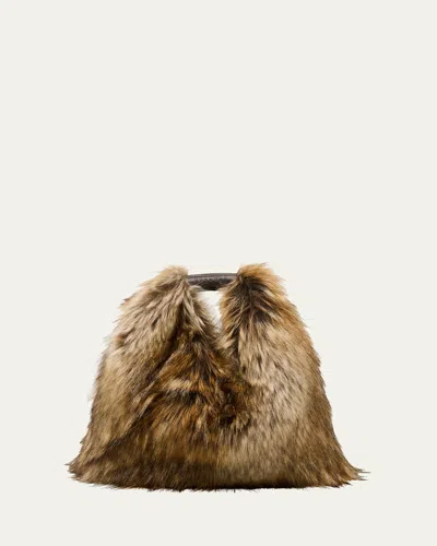 Mm6 Maison Margiela Japanese Faux Fur Crossbody Bag In Brown