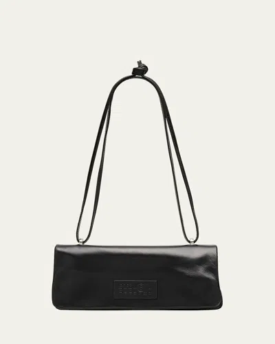 Mm6 Maison Margiela Numeric Flap Leather Shoulder Bag In Black