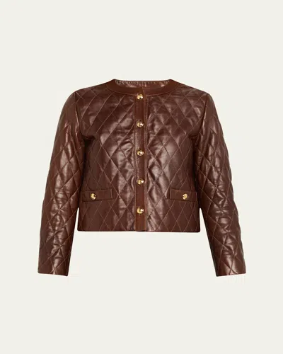 Nili Lotan Amy Cropped Quilted Leather Jacket In Brown