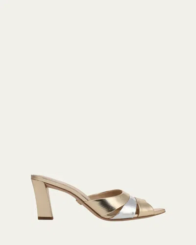 Veronica Beard Cassiel Dressel Metallic Leather Caged Mule Sandals In Multi