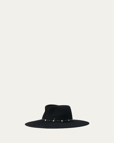 Maison Michel Roy Rock Studs Wool Felt Fedora Hat In Black