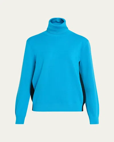 Zankov Walter Colorblock Merino Wool Turtleneck Sweater In Blue