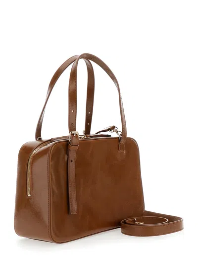 Apc Virginie Brown Shoulder Bag With Removable Shoulder Strap And Front Logo In Leather Woman
