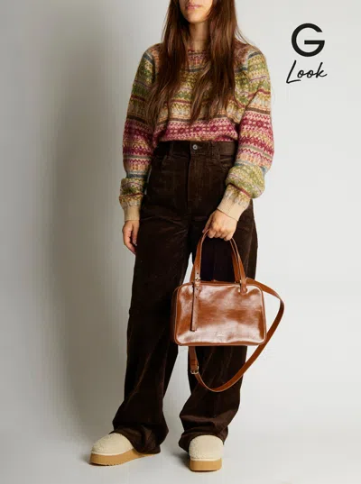 Apc Virginie Brown Shoulder Bag With Removable Shoulder Strap And Front Logo In Leather Woman