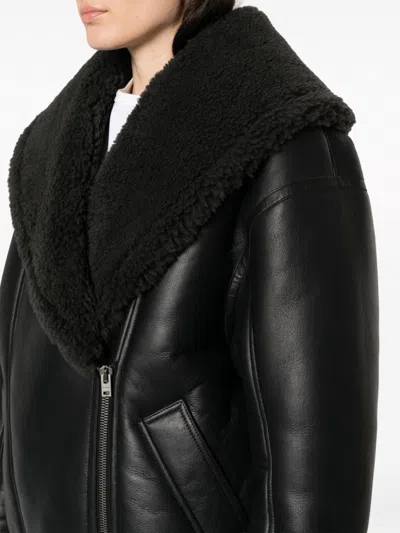 Acne Studios Shawl-collar Leather Biker Jacket In Black